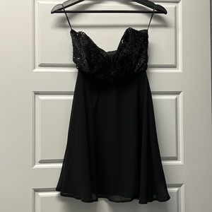 Tobi Black Strapless Sequin Mini Dress, Size Small